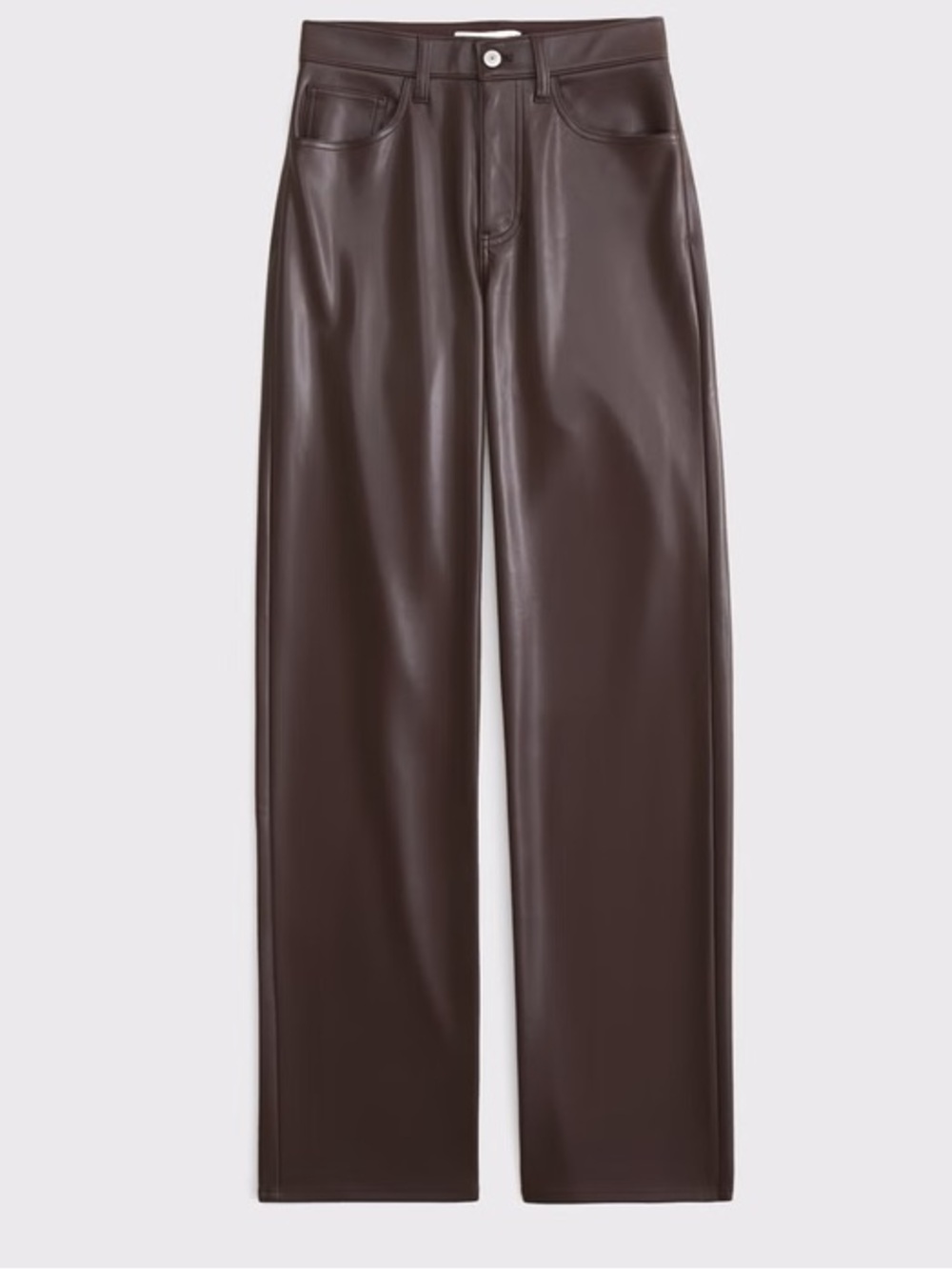 Abercrombie Vegan Leather 90s Straight Pant DARK BROWN